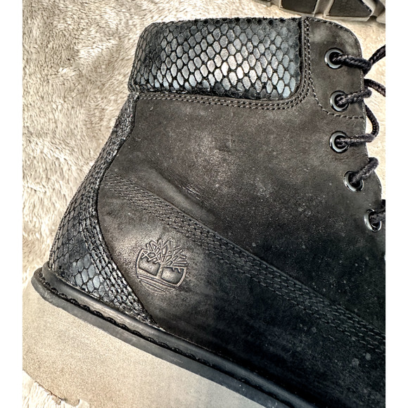 Timberland Black Nubuck Leather Snakeskin Accent Sensorflex Boots Womens 7.5 - Picture 8 of 11